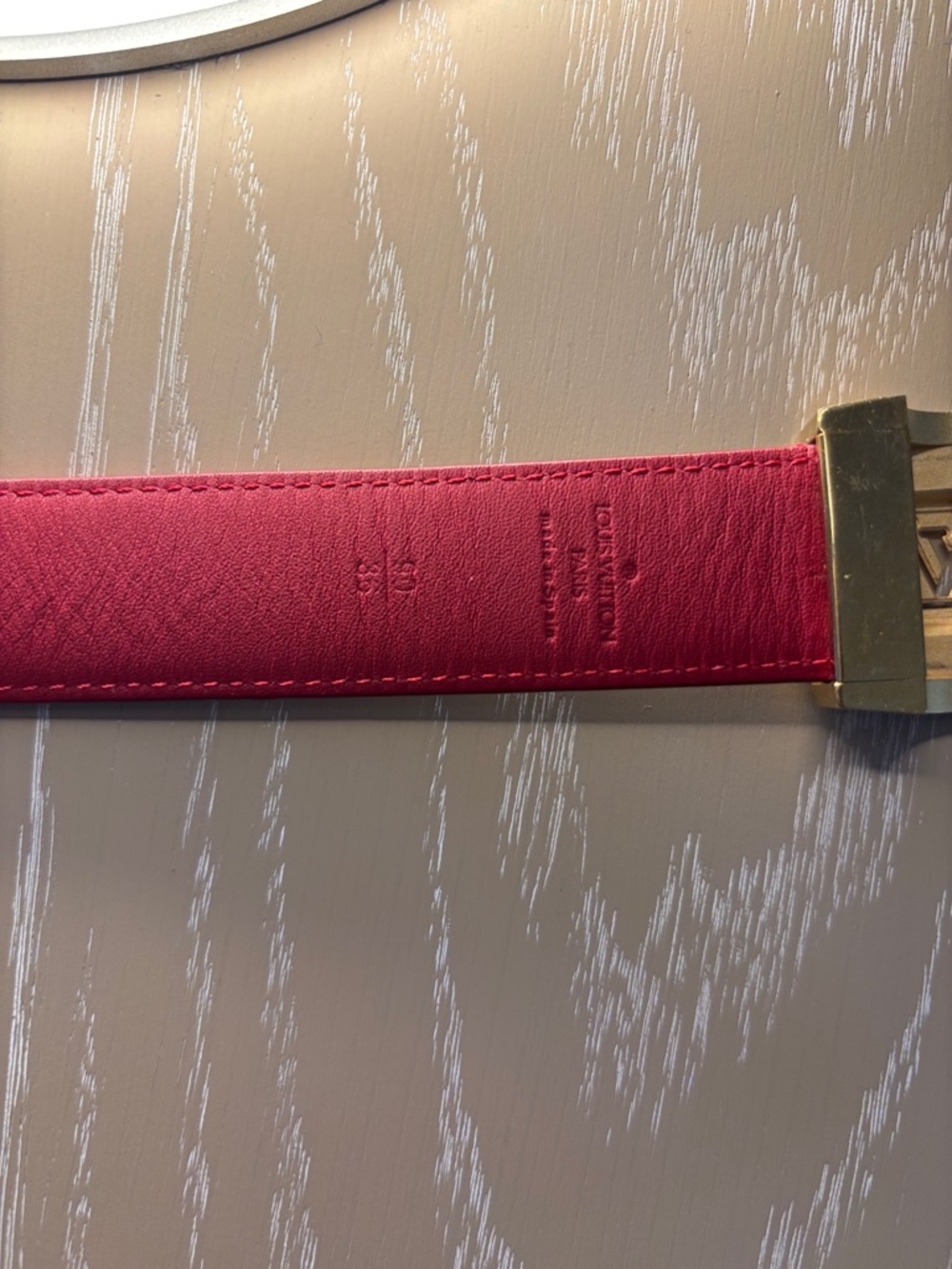 Louis Vuitton White Multicolor Monogram Leather Belt some scratches on buckle - Picture 4 of 4